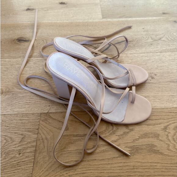 Raye - Toe Strap Wrap Around Heel Sandals in Nude - Picture 1 of 7
